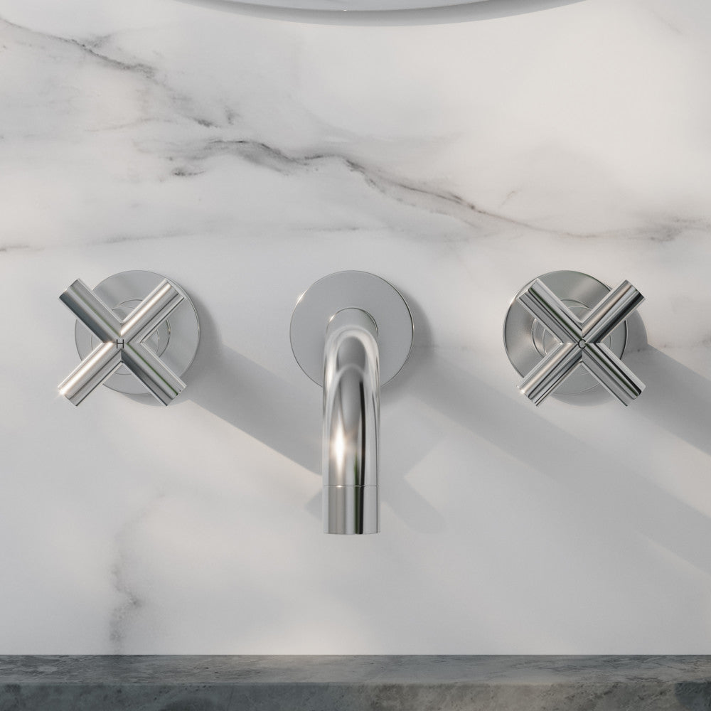 Ivy 20,3 cm. Widespread double Cross-Handle mural mitigeur de lavabo – finition chrome poli