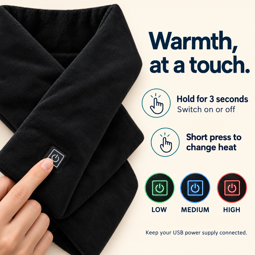 USB Heated Fleece Scarf — Three Settings