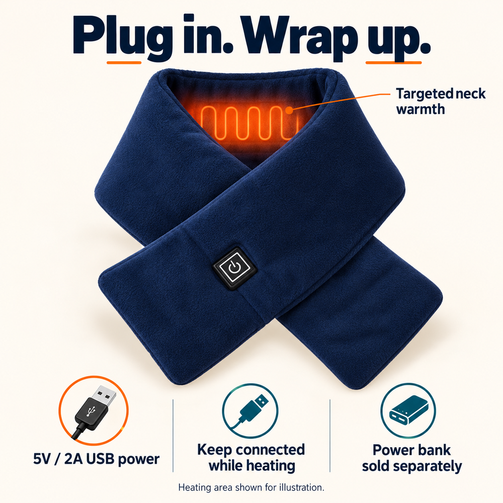 USB Heated Fleece Scarf — Three Settings