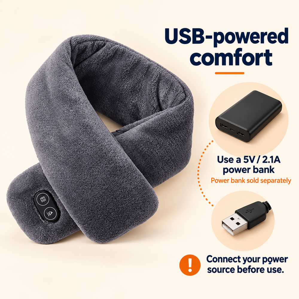USB Heated Scarf — Neck Warmth & Massage