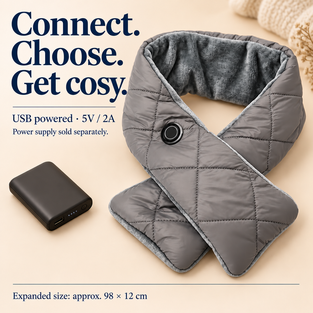 Quilted USB Heated Scarf — 5 Heat Settings
