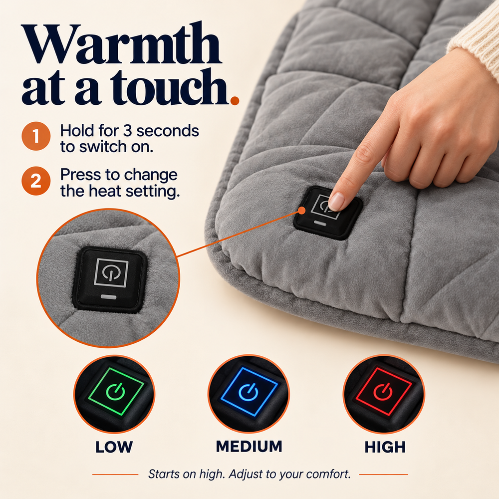 USB Heated Seat Cushion — 45 × 45 cm, 3 Heat Settings