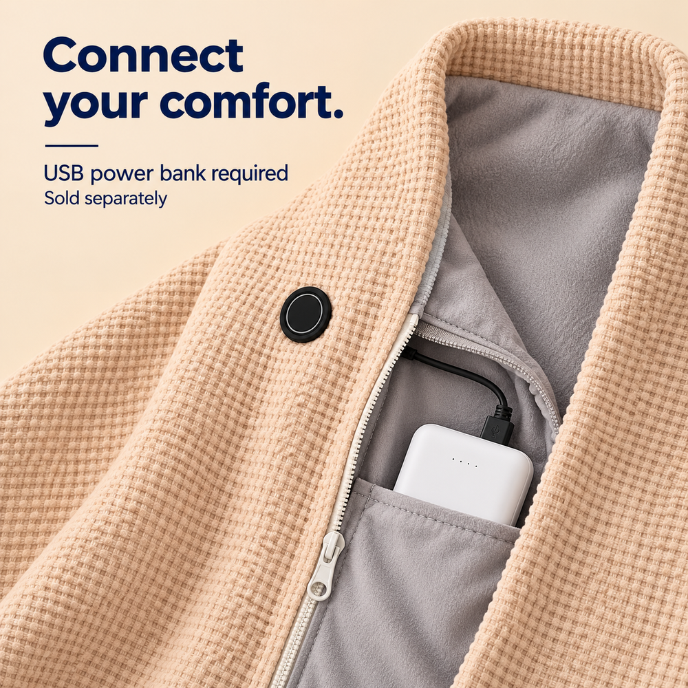 Wearable USB Heated Shawl — 3 Heat Settings