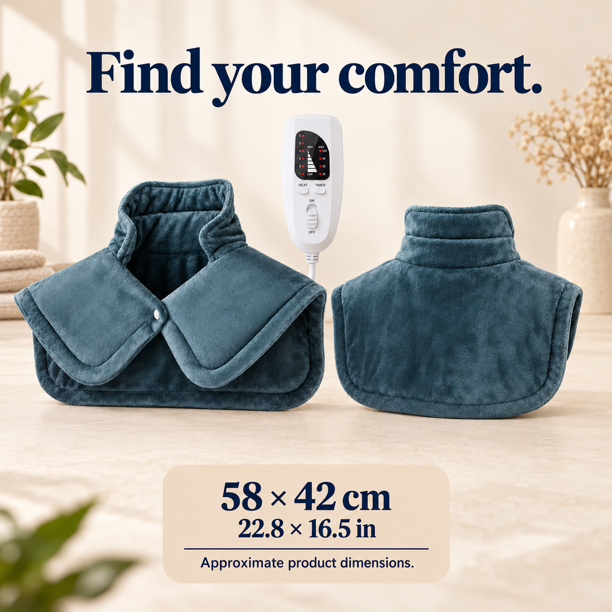 Electric Neck & Shoulder Heating Pad — 6 Settings, UK Plug