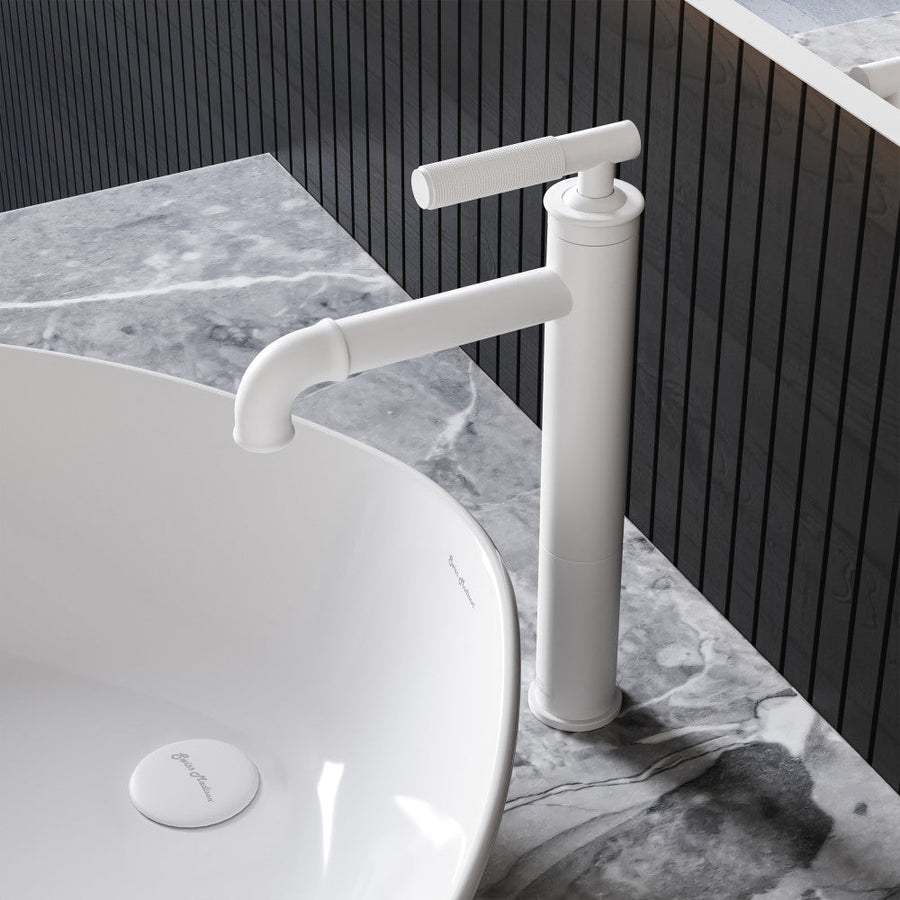 Avallon monotrou, monocommande Sleek, High Arc mitigeur de lavabo – finition blanc mat