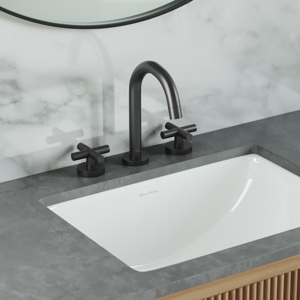 Ivy Courte 20,3 cm. Widespread, Cross Handle, mitigeur de lavabo – finition noir mat