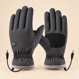 Grey USB Heated Touchscreen Gloves — Power Bank Included
