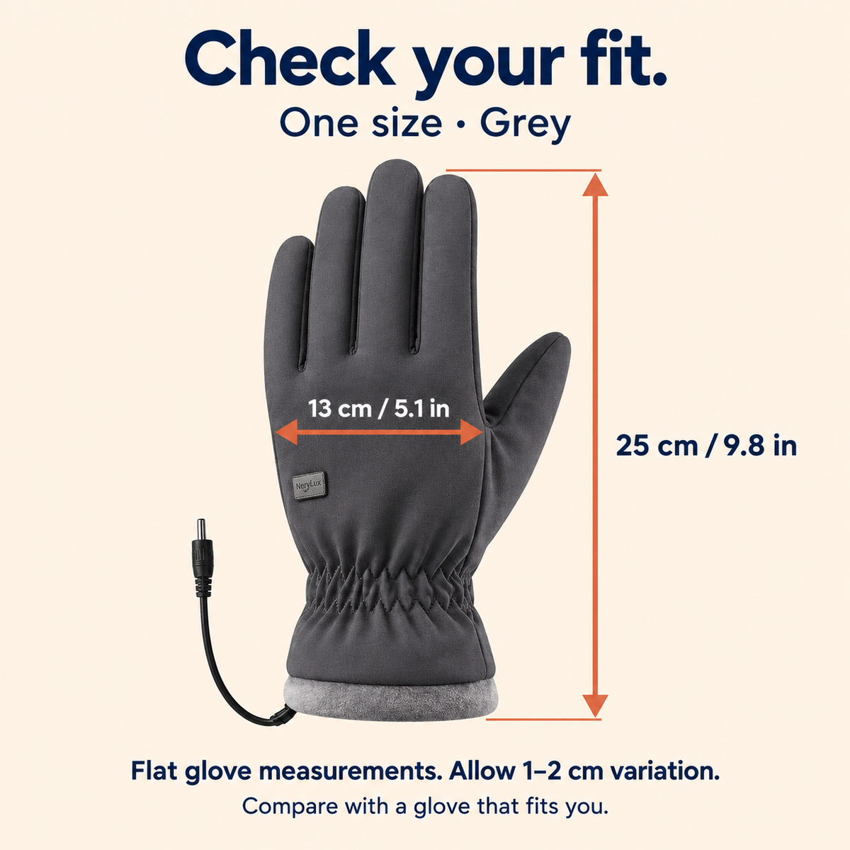 Grey USB Heated Touchscreen Gloves — Power Bank Included