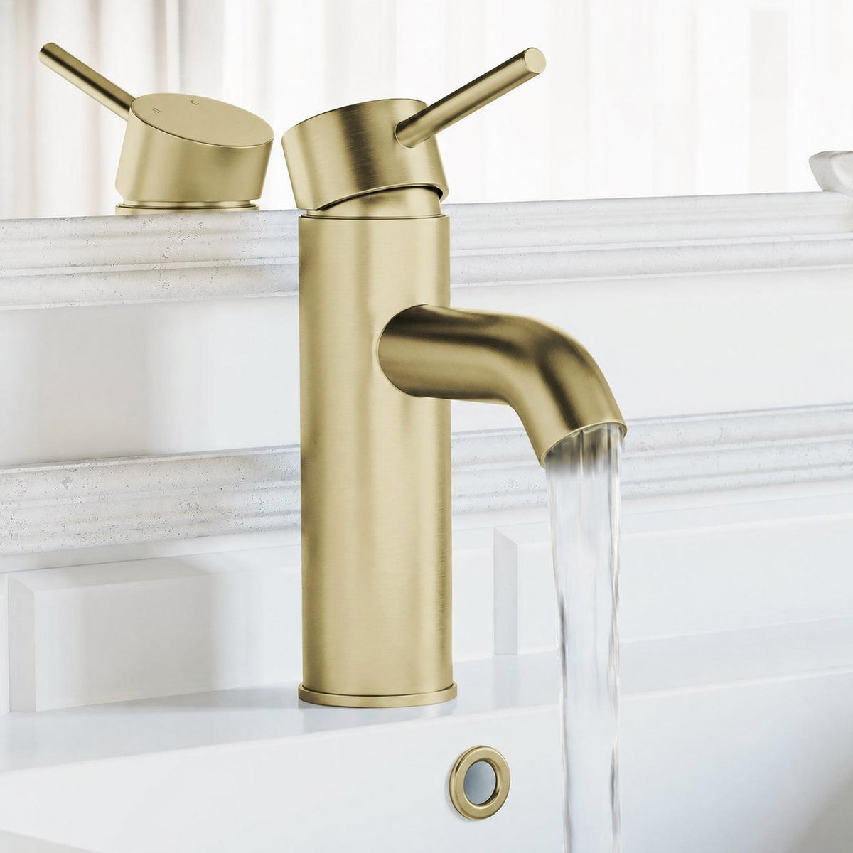 Ivy monotrou, monocommande, mitigeur de lavabo – finition or brossé