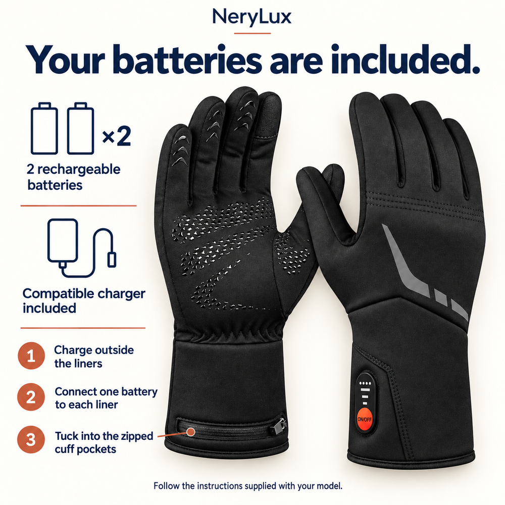 Rechargeable Heated Glove Liners – 3 Heat Settings & Touchscreen Tips
