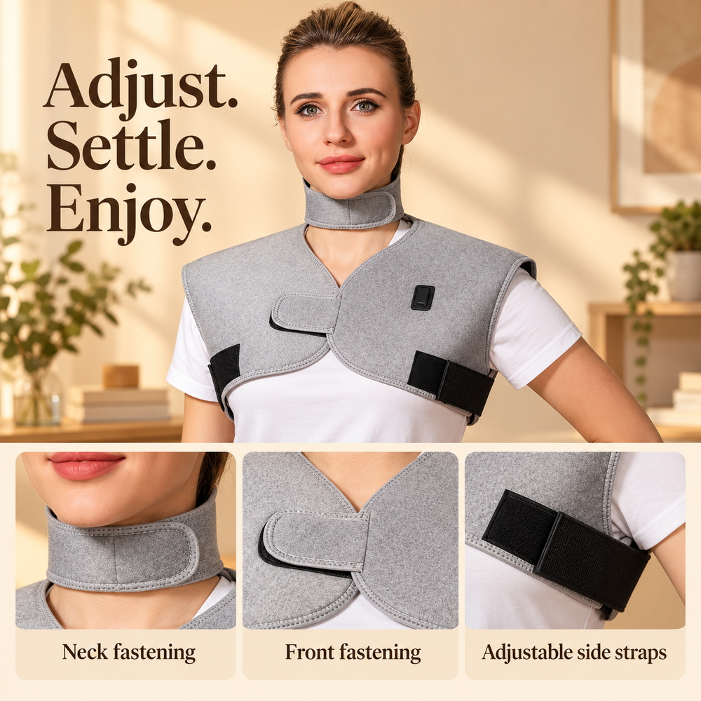 Plug-in Heated Neck & Shoulder Wrap — 3 Settings, UK Plug