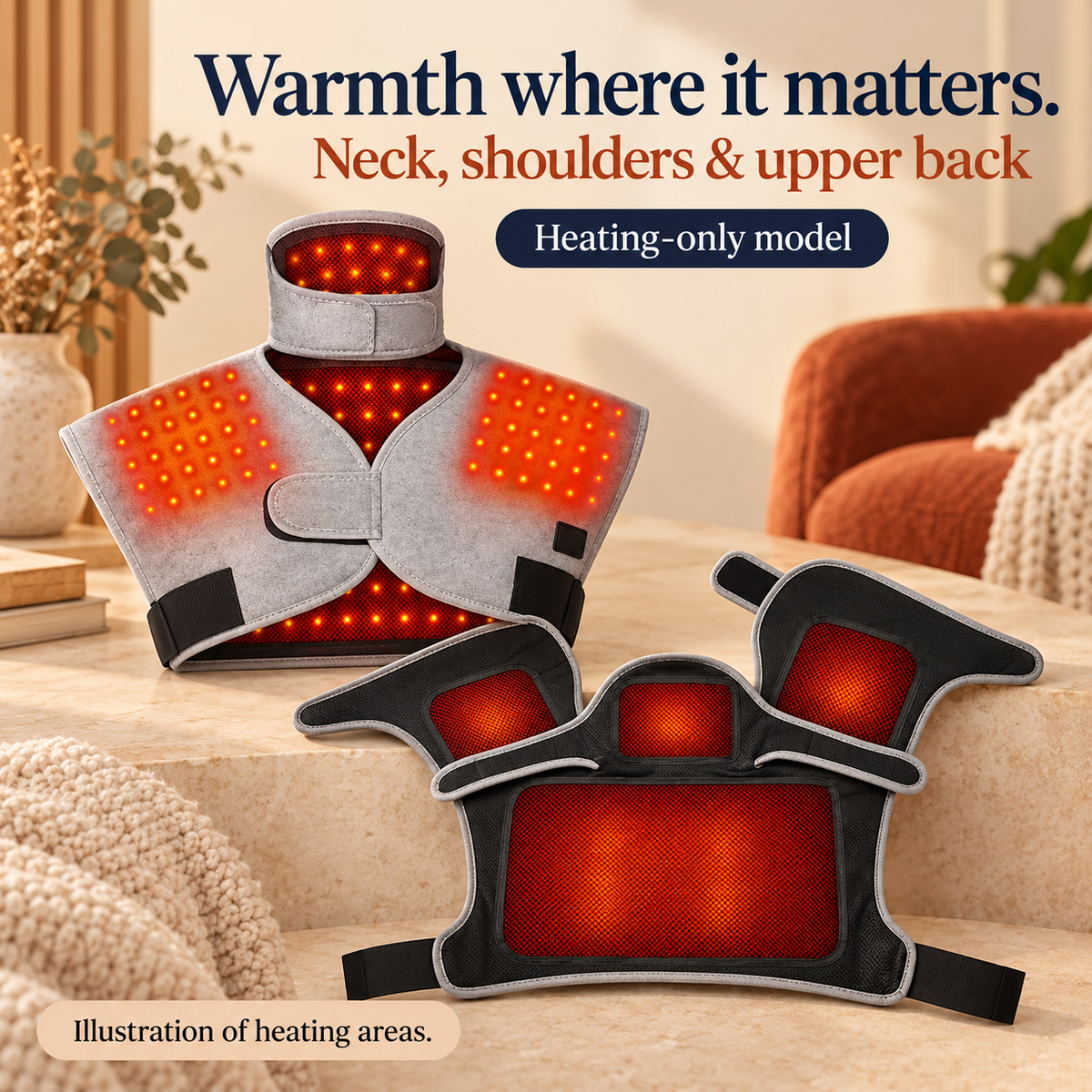 Plug-in Heated Neck & Shoulder Wrap — 3 Settings, UK Plug