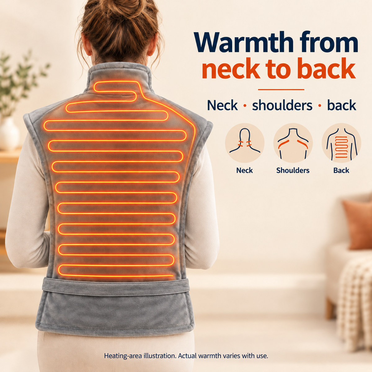 UK Heated Neck, Shoulder & Back Wrap — 60 × 90 cm