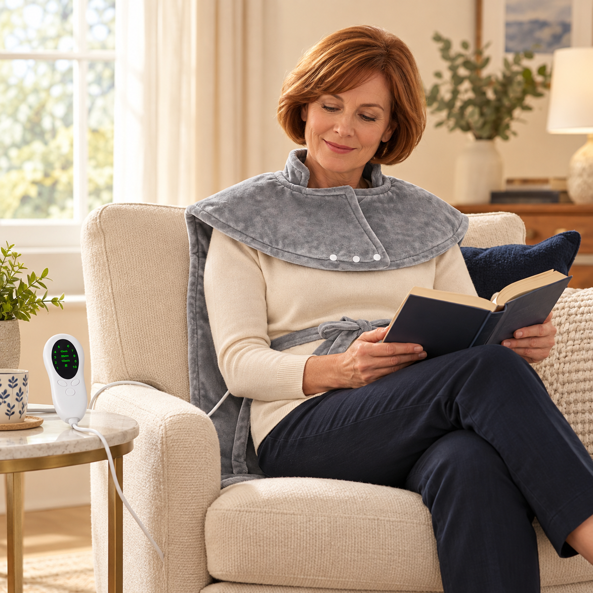 UK Heated Neck, Shoulder & Back Wrap — 60 × 90 cm