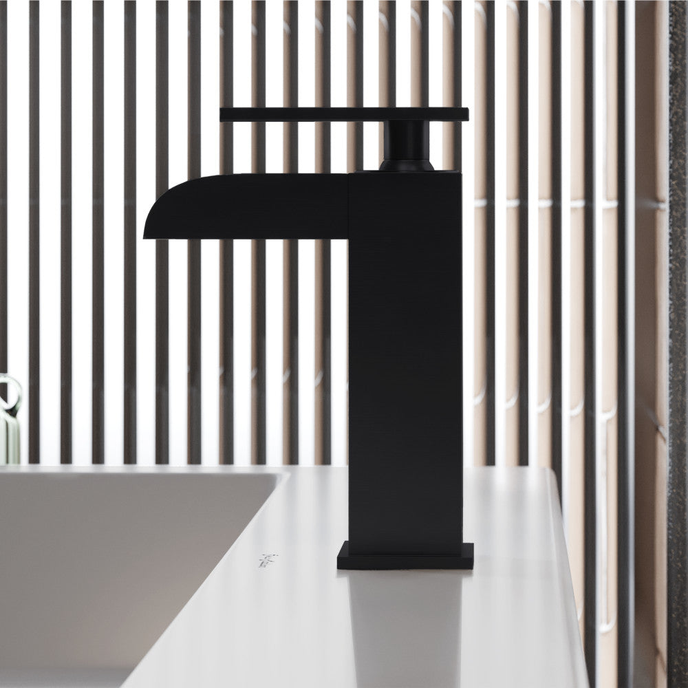 Concorde monotrou, monocommande, Waterfall mitigeur de lavabo – finition noir mat
