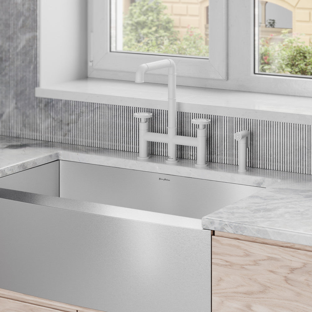 Avallon Pro Widespread mitigeur de cuisine avec Side Sprayer – finition blanc mat