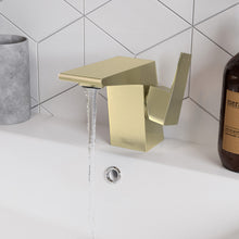 Carre monotrou, monocommande, mitigeur de lavabo – finition or brossé
