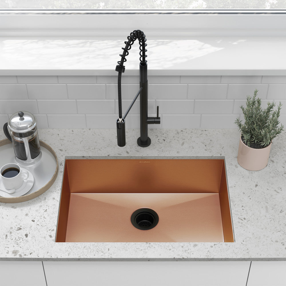 Tourner 66 × 45,7 cm acier inoxydable, simple Basin, Undermount évier de cuisine, Rose or